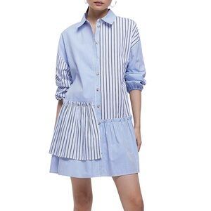 River Island Allie Stripe Ruffle Shirtdress
